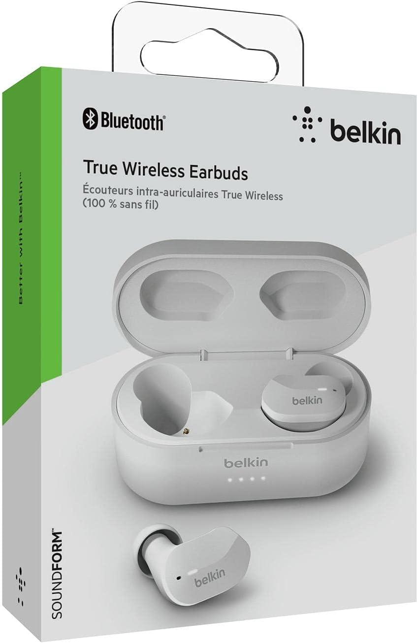imageBelkin SoundForm True Wireless Earbuds Bluetooth Headphones with Microphone Touch Controls IPX5 Sweat amp Splash Resistant for iPhone 14 Pro Max Mini amp Galaxy S23 with Charging Case WhiteWhite