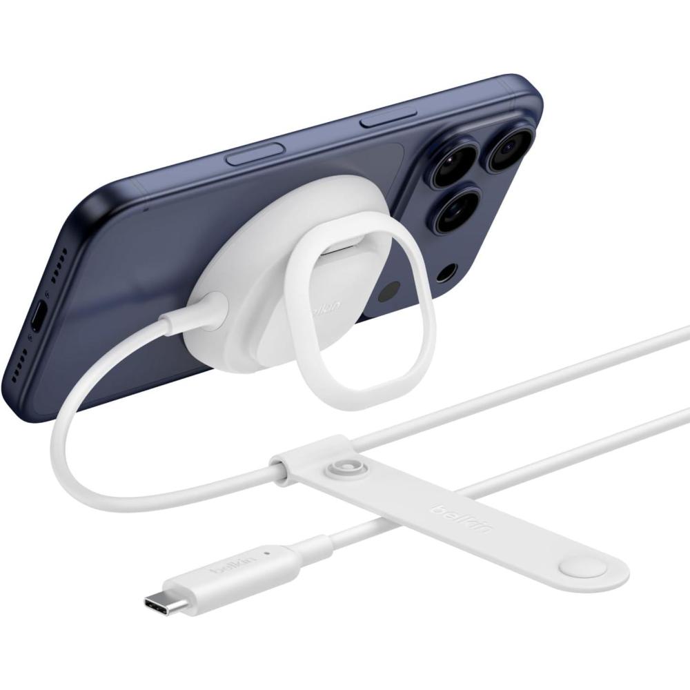 imageBelkin MagSafe Charger Magnetic iPhone Charger w Qi2 25W Fast Wireless Charging Pad wKickstand for iPhone 17 Series Samsung Galaxy Pixel 10 AirPods Pro Travel No Power Adapter WhiteWhite
