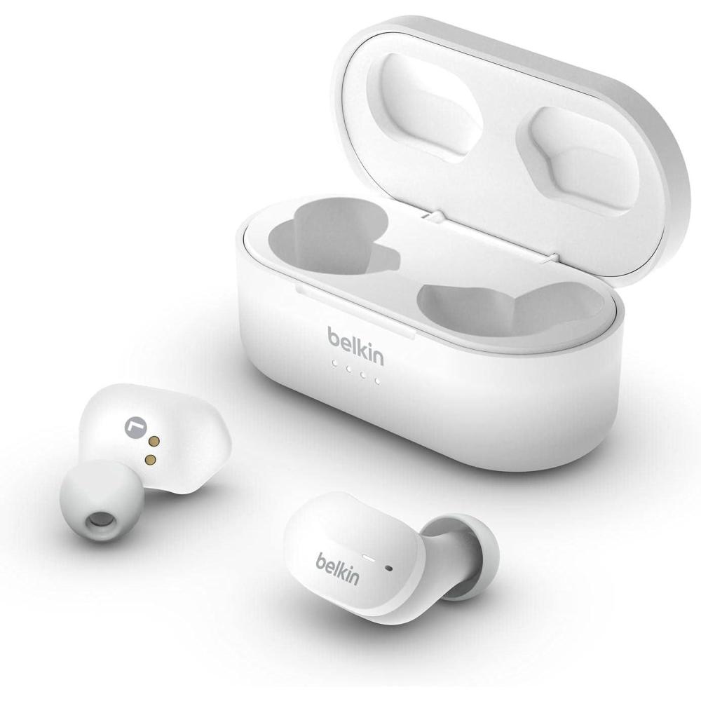 imageBelkin SoundForm True Wireless Earbuds Bluetooth Headphones with Microphone Touch Controls IPX5 Sweat amp Splash Resistant for iPhone 14 Pro Max Mini amp Galaxy S23 with Charging Case  WhiteWhite