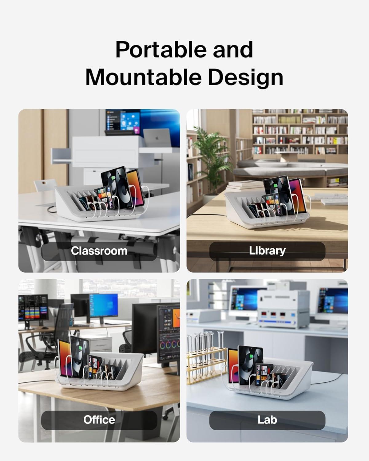 imageBelkin Charging Station For Laptops with Surge Protector 10 Device USB Charging Dock for Tablets Laptops Chromebooks Cable Management for Classrooms Offices Tech Labs Shared Spaces amp More