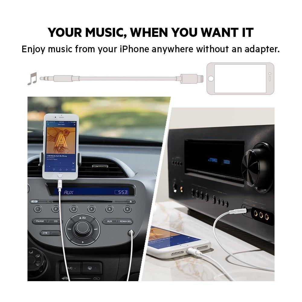 imageBelkin Speaker and Headphone Splitter 35mm Audio Jack Adapter Dual Audio Output for Earbuds Headphones and Speakers for Sharing Music amp Videos Compatible with iPhones Laptops amp Tablets WhiteBlack