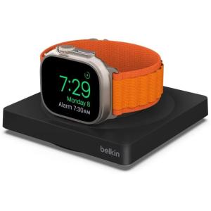 Belkin Apple Watch Charger – Fast Wireless Charging Pad – Travel Charger with Nightstand Mode W/USB-C Cable Included for Apple Watch (Compatible with All Models) – Black