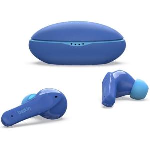 Belkin Soundform Nano – Bluetooth Earbuds for Kids with Built-in Microphone, 24H Battery Life, 85dB Safe Volume Limit – Kids Bluetooth Earbuds for iPhone, iPad, Galaxy & More – White(Blue)