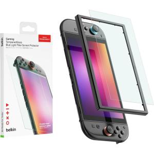 Belkin TemperedGlass Screen Protector for Nintendo Switch 2 w/Blue Light Filter – 9H Hardness, Slim, Scratch-Resistant – Includes Easy Align Frame for Bubble Free Application – Gaming Essentials(Blue Light Filter)