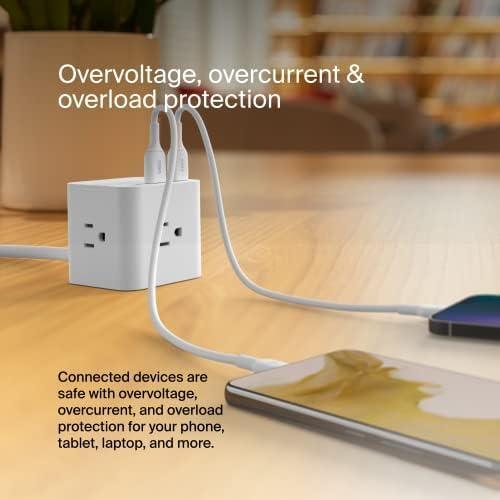 imageBelkin 6Outlet Power Cube w 3 AC Outlets 3 USBA Ports amp 5ft Sturdy Extension Cord Convenient Compact Cube for Home Office Travel Desktop amp Phone Charger 45 Amps