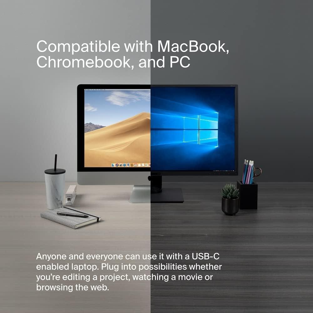 imageBelkin 7in1 USBC Hub Multiport Adapter Dongle with 4K 60Hz HDMI 100W Power Delivery 25Gb 2 USB A Ports SD and MicroSD Slot for MacBook Pro 14 and 16 iPad Pro 129 amp 11 XPS Surface and More