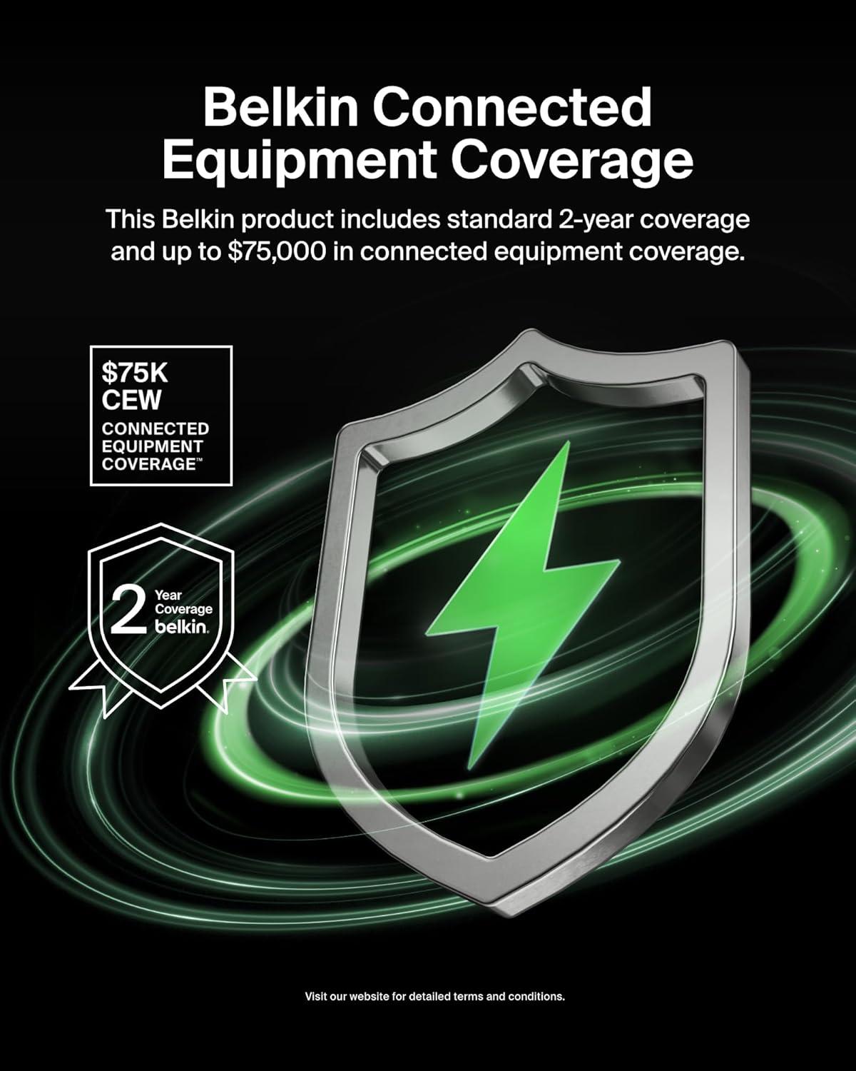 imageBelkin Power Strip Belkin Surge Protector with 7 AC Multiple Outlets 6 ft Long Heavy Duty Extension Cord for Home Office Travel Laptop Computer Desktop amp Phone Charger White 2320 Joules 66