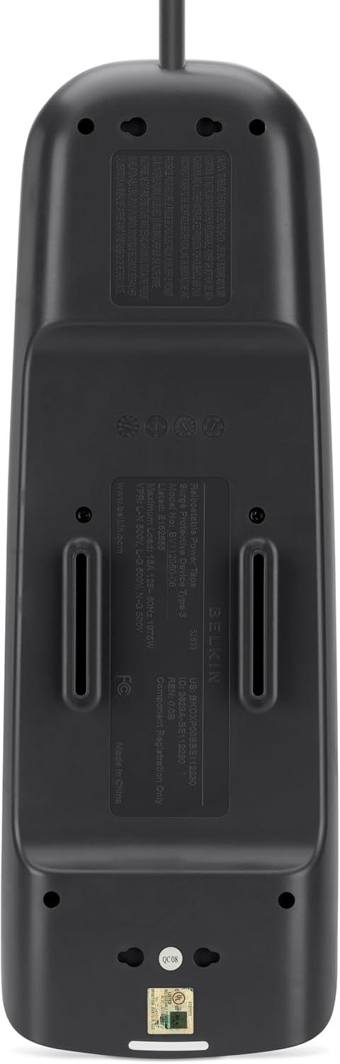 imageBelkin Power Strip Surge Protector 12 AC Multiple Outlets Ethernet amp Cable Protection 8 ft Long Extension Cord for Home Office Travel Computer Desktop amp Phone Charger 3996 Joules WhiteWhite