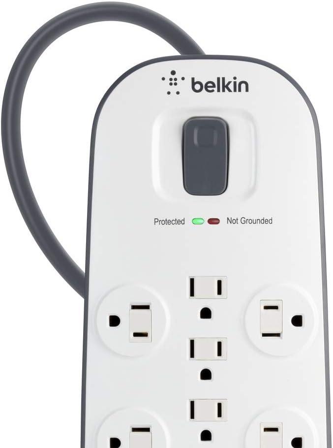 imageBelkin Power Strip Surge Protector 12 AC Multiple Outlets Ethernet amp Cable Protection 8 ft Long Extension Cord for Home Office Travel Computer Desktop amp Phone Charger 3996 Joules WhiteWhite