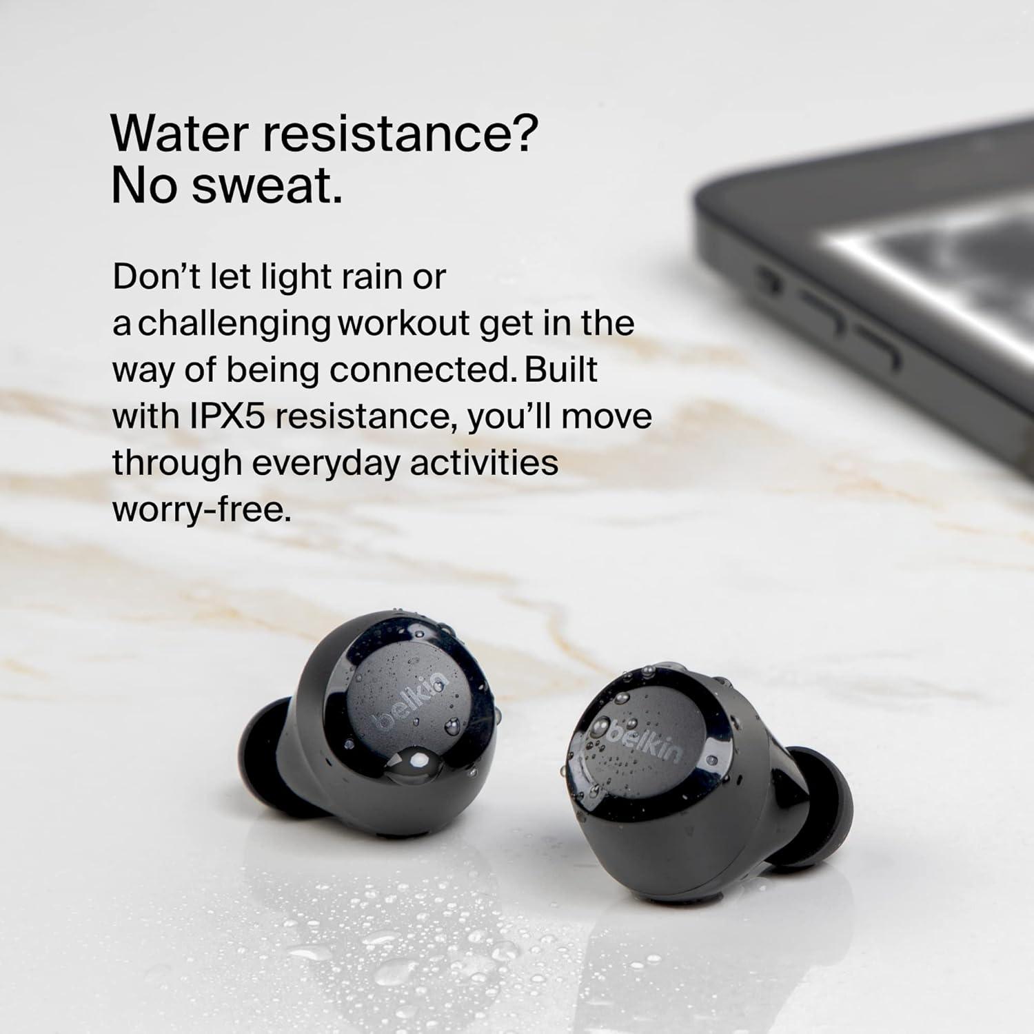 imageBelkin SoundForm Bolt True Wireless Earbuds Wireless Charging IPX4 Sweat and WaterResistant USBC Up to 28 Hours of Battery Life for Apple iPhone Samsung Galaxy Google Pixel and More TealBlack