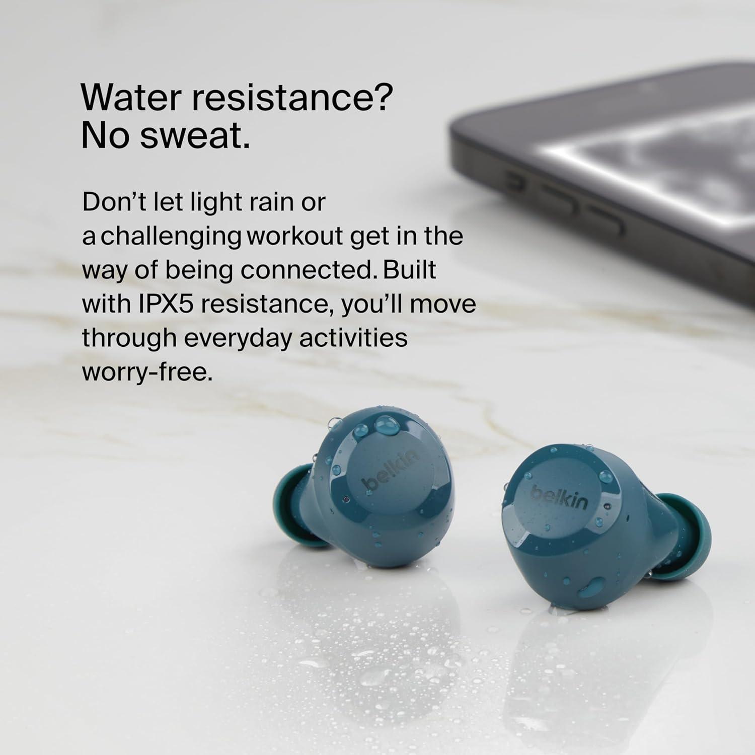 imageBelkin SoundForm Bolt True Wireless Earbuds Wireless Charging IPX4 Sweat and WaterResistant USBC Up to 28 Hours of Battery Life for Apple iPhone Samsung Galaxy Google Pixel and More TealTeal