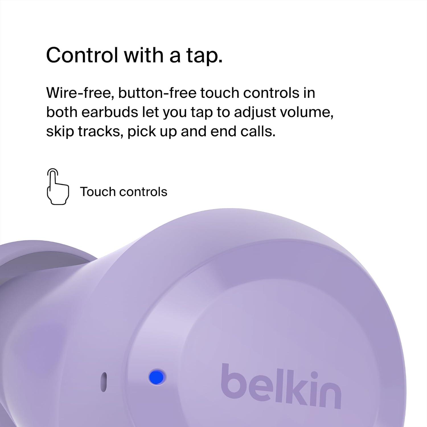 imageBelkin SoundForm Bolt True Wireless Earbuds Wireless Charging IPX4 Sweat and WaterResistant USBC Up to 28 Hours of Battery Life for Apple iPhone Samsung Galaxy Google Pixel and More TealLavender