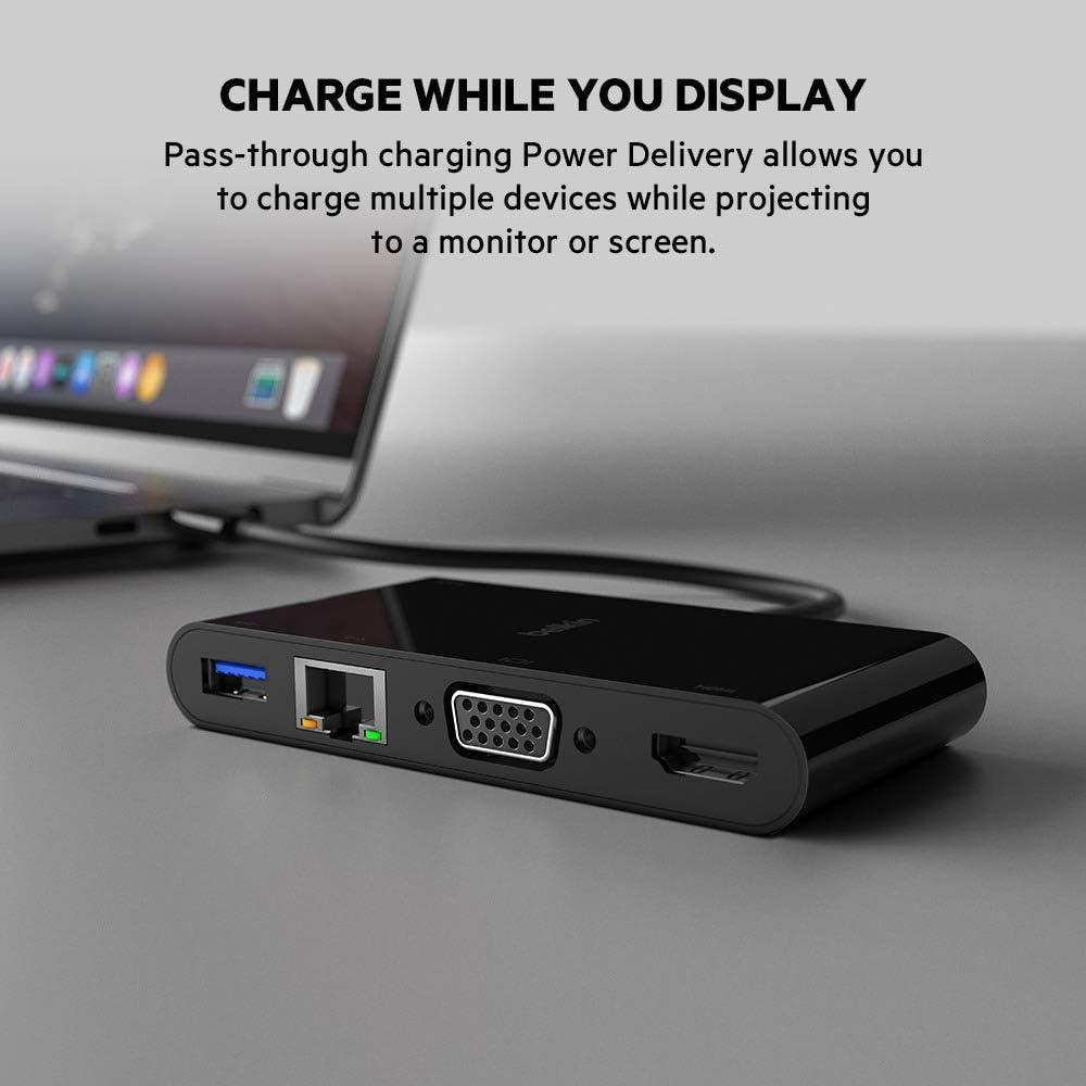 imageBelkin USBC Hub 6in1 MultiPort Docking Station Docking Station for iPad iPad Pro iPad Mini MacBook amp More  60W Power Delivery 30 4K HDMI USBA Ethernet amp SD Card Ports5Port