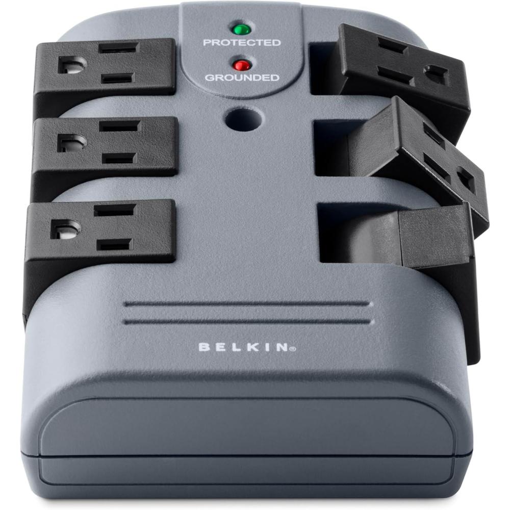 imageBelkin Power Strip Surge Protector 6 Rotating AC Multiple Outlets Flat Pivot Plug Heavy Duty Wall Outlet Extender for Home Office Travel Computer Desktop amp Phone Charging Brick 1080 Joules1 Pack