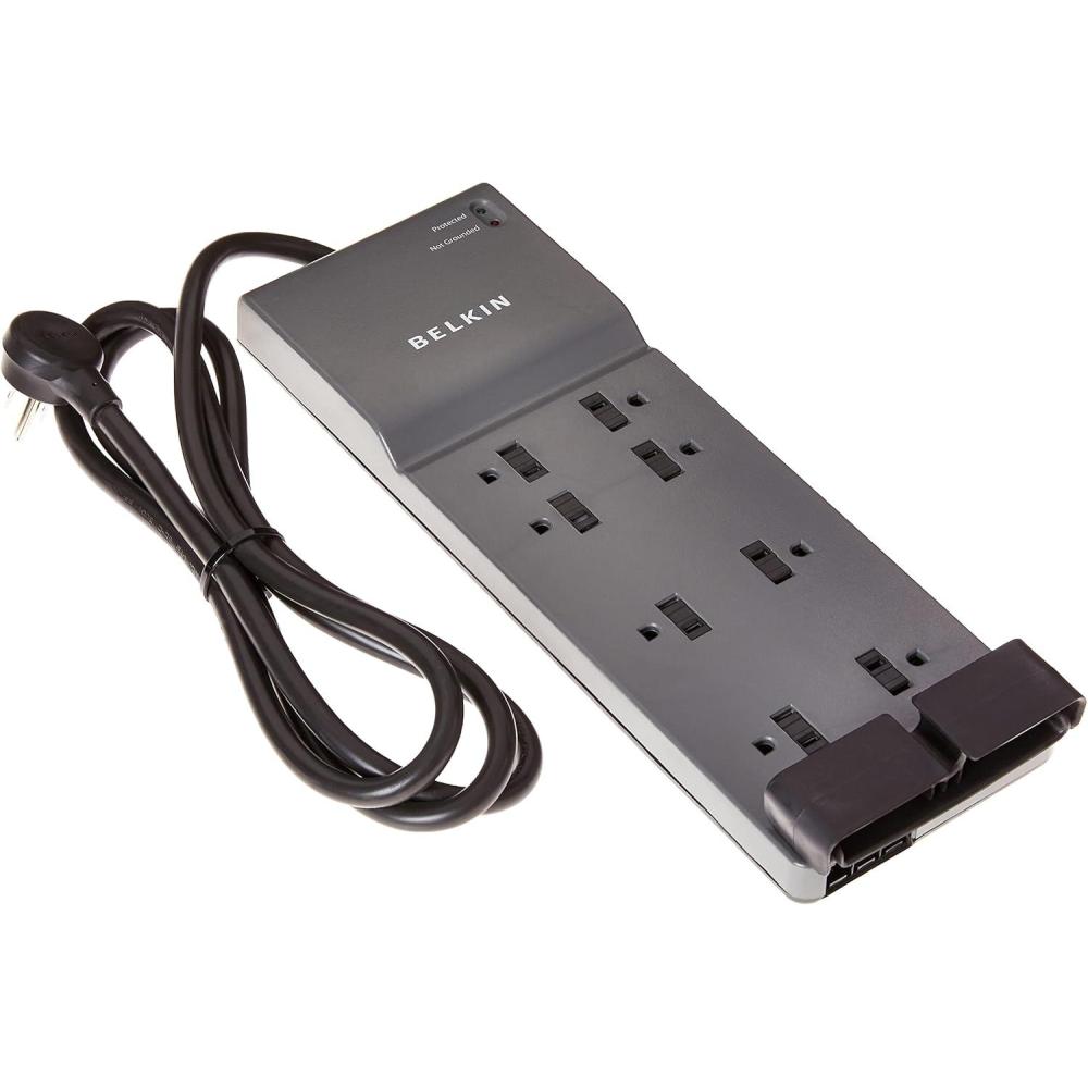 imageBelkin Power Strip Surge Protector with 8 Outlets 6 ft Long Flat Plug Heavy Duty Extension Cord Overload Protection for Home Office Travel Compuer Desktop amp Phone Charging Brick 3550 Joules3 Pack