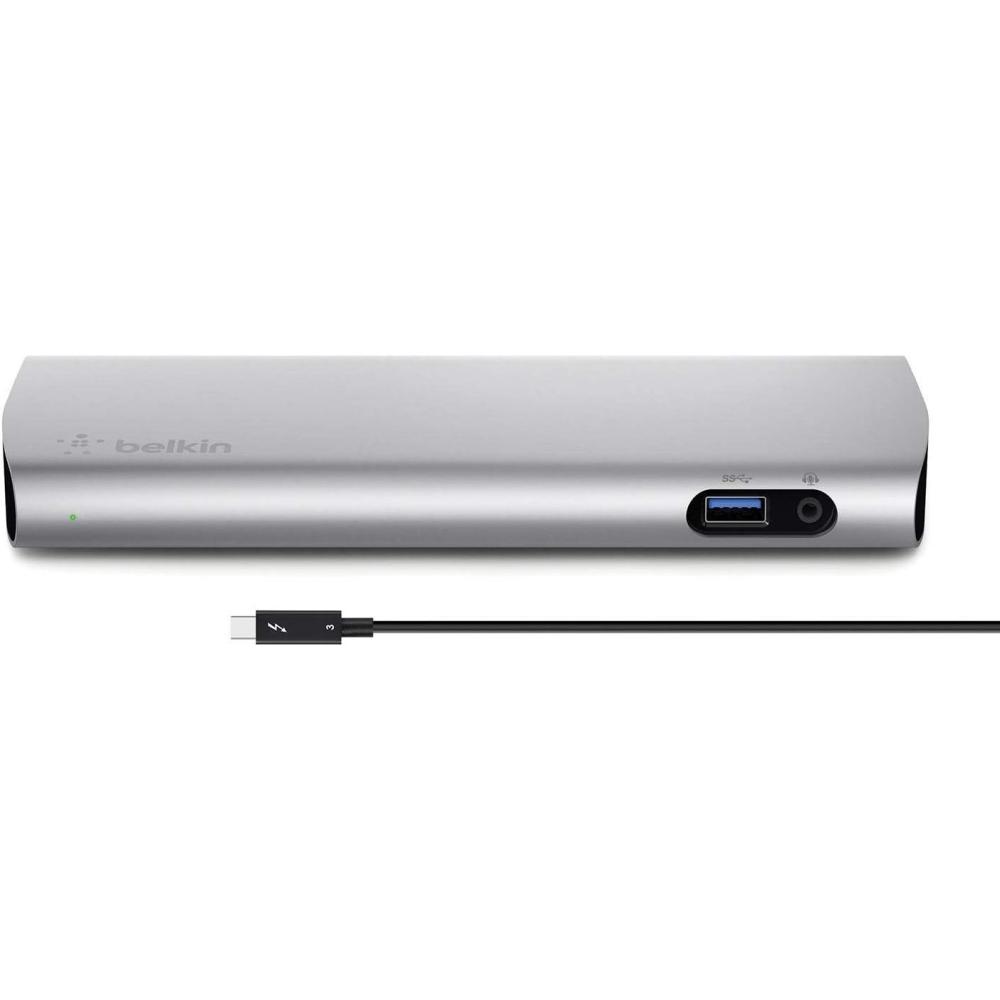 imageBelkin Thunderbolt 3 Dock w 26ft Thunderbolt 3 Cable Thunderbolt Dock for MacBook Pro Models from 2016 or Later Includes The 2018 Version Dual 4K 60Hz 40Gbps Data Transfer Speeds Renewed
