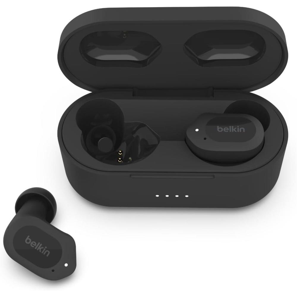 imageBelkin Wireless Earbuds SoundForm Play True Wireless Earphones with USBC Quick Charge IPX5 Sweat and Water Resistant 38 Hour Play Time Compatible with iPhone Galaxy Pixel and More PinkBlack