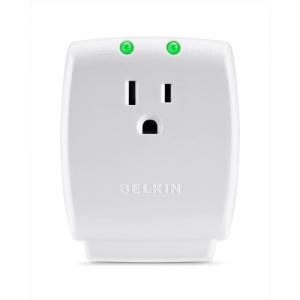 Belkin 1-Outlet Home Series SurgeCube – Grounded Outlet Portable Wall Tap Adapter with Ground & Protected Light Indicators for Office, Charging Brick – White, ABS, 885 Joules(Single Outlet)