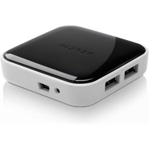 Belkin 4-Port Powered Desktop USB Hub with Support for USB-A, USB 2.0, and USB 1.1, Black and White