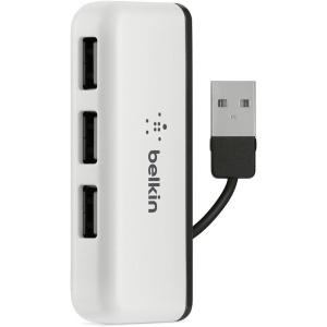 Belkin 4-Port USB 2.0 Travel Hub, Compact & Portable Multi-Port USB Adapter for Laptops, Tablets, & Other Devices, High-Speed Data Transfer, Plug-and-Play w/ Built-In Cable Management – White(4-Port)