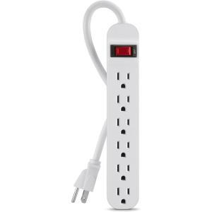 Belkin 6-Outlet SlimLine Power Strip Surge Protector, 6ft Cord and Rotating Plug, 700 Joules, White(3-Foot Cable)