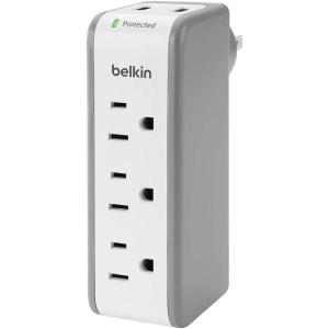 Belkin 6-Outlet Wall Surge Protector w/ 2 USB-A Ports, Wall-Mountable Surge Protector for Home, Office, Travel, Computer Desktop, Laptop, Phone Charger, & More – 900 Joules of Protection(Pack of 1)