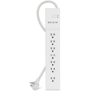 Belkin Power Strip, Belkin Surge Protector with 7 AC Multiple Outlets, 6 ft Long Heavy Duty Extension Cord for Home, Office, Travel, Laptop, Computer Desktop & Phone Charger – White (2320 Joules), 6′(6′)
