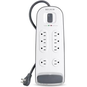 Belkin Power Strip Surge Protector – 12 AC Multiple Outlets, Ethernet & Cable Protection – 8 ft Long Extension Cord for Home, Office, Travel, Computer Desktop & Phone Charger – 3996 Joules, White(White)