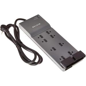 Belkin Power Strip Surge Protector with 8 Outlets, 6 ft Long Flat Plug Heavy Duty Extension Cord + Overload Protection for Home, Office, Travel, Compuer Desktop & Phone Charging Brick (3,550 Joules)(3 Pack)