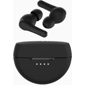Belkin SoundForm Rhythm True Wireless Earbuds with Built-in Microphone, USB-C Fast Charging, 28H Battery Life, IPX5 Water Resistance – Bluetooth Earbuds for iPhone, iPad, Galaxy, Pixel, & More – Black(Black)