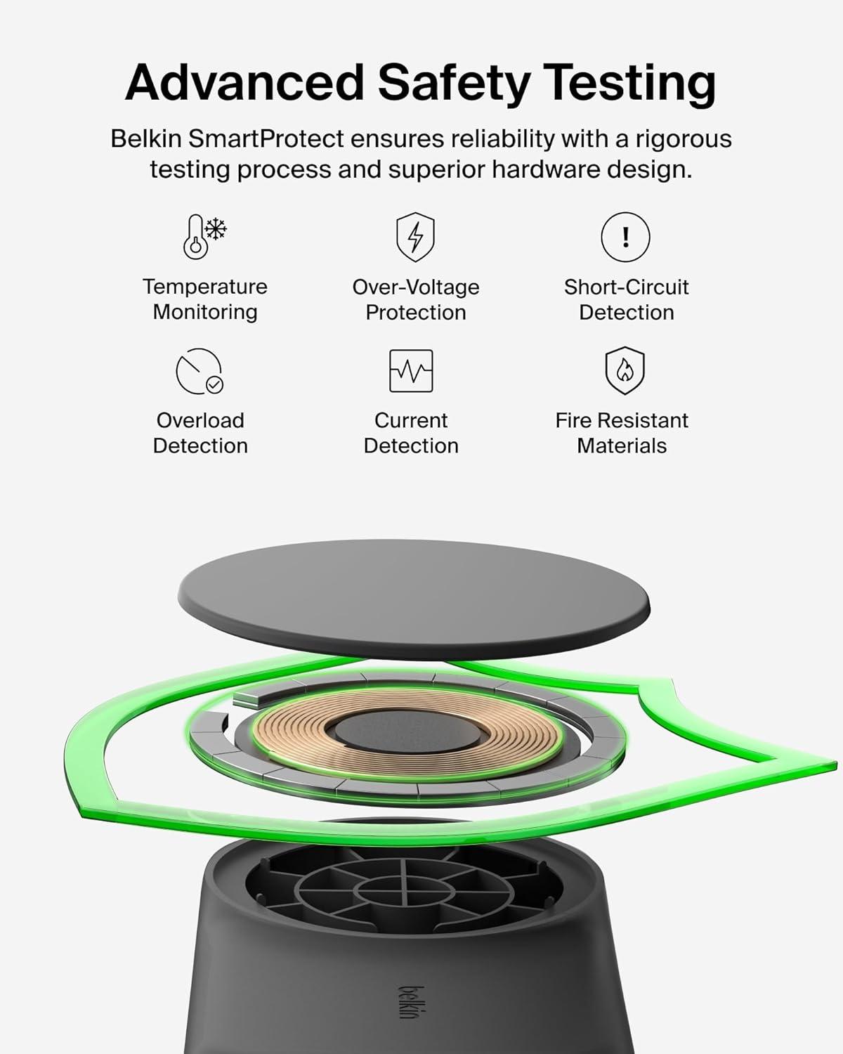 imageBelkin MagSafe Charger Compatible 2in1 Charging Station Qi22 25W Magnetic Wireless Charger Dock Foldable Stand with 5W USBC Port for iPhone 171615 Pixel 10 AirPods 45W Adapter IncludedBlack
