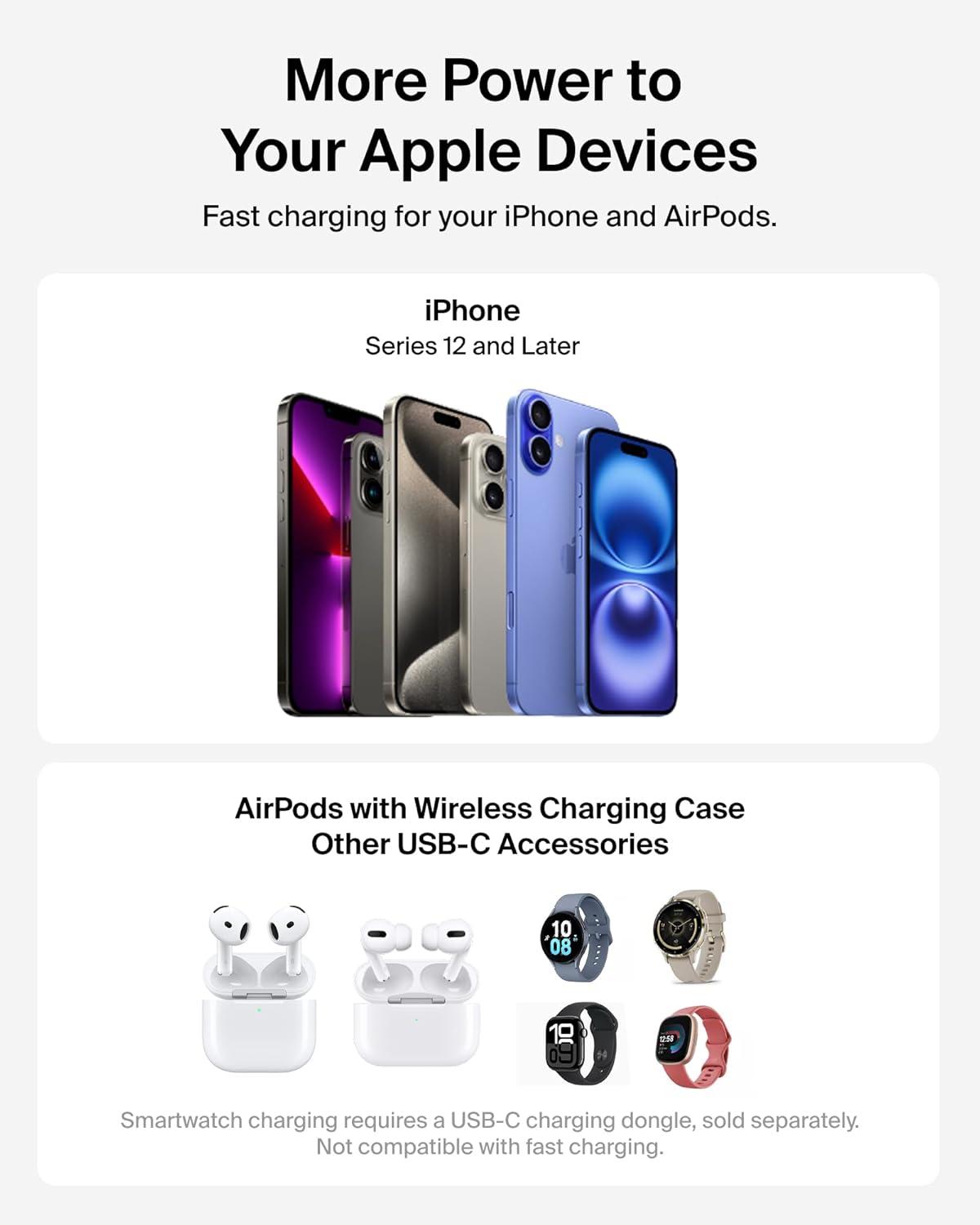 imageBelkin MagSafe Charger Compatible 2in1 Charging Station Qi22 25W Magnetic Wireless Charger Dock Foldable Stand with 5W USBC Port for iPhone 171615 Pixel 10 AirPods 45W Adapter IncludedBlack