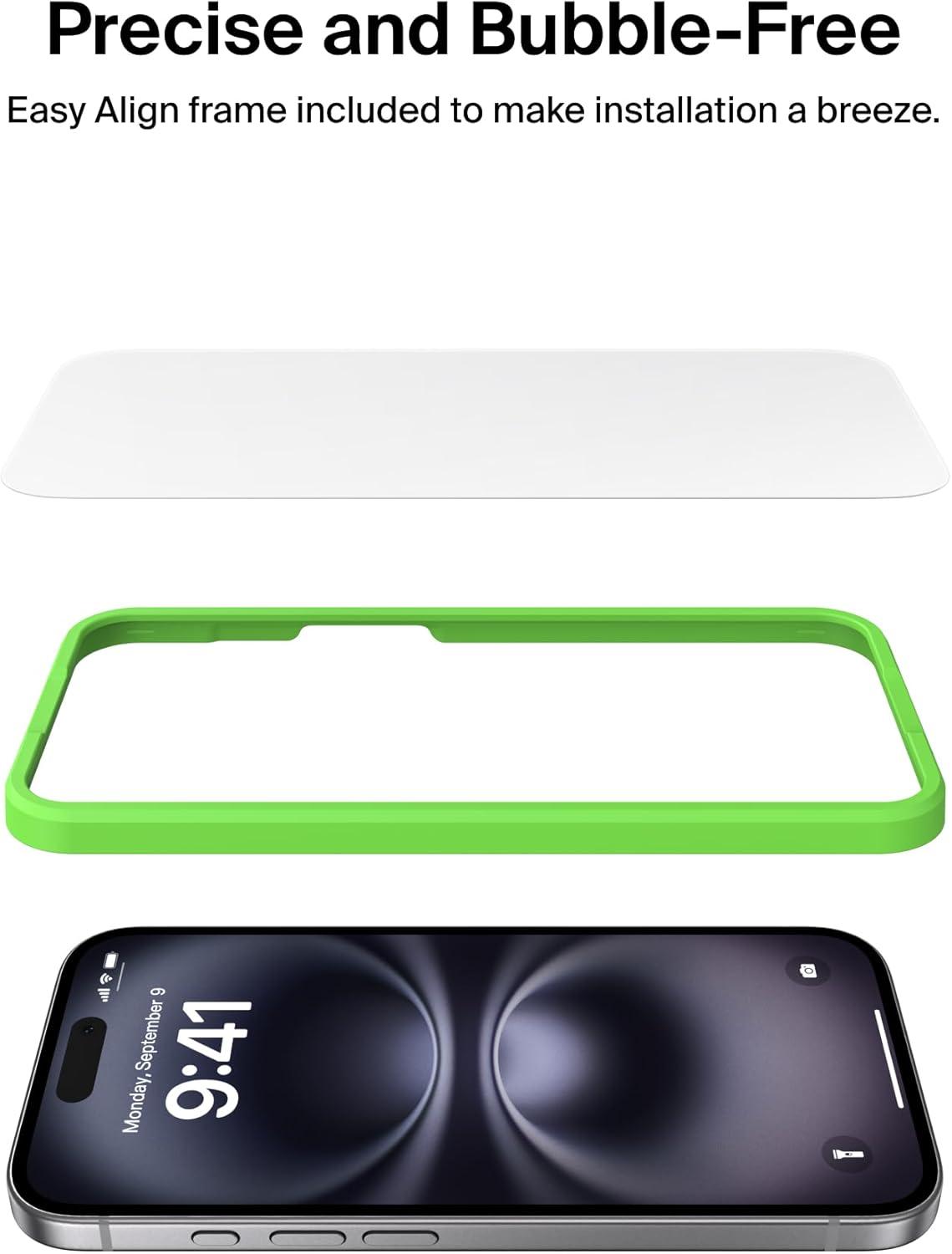 imageBelkin ScreenForce TemperedGlass Screen Protector for iPhone Air ScratchResistant Impact Protection wIncluded Easy Align Tray for Bubble Free Application Recycled GlassTempered Glass 2Pack