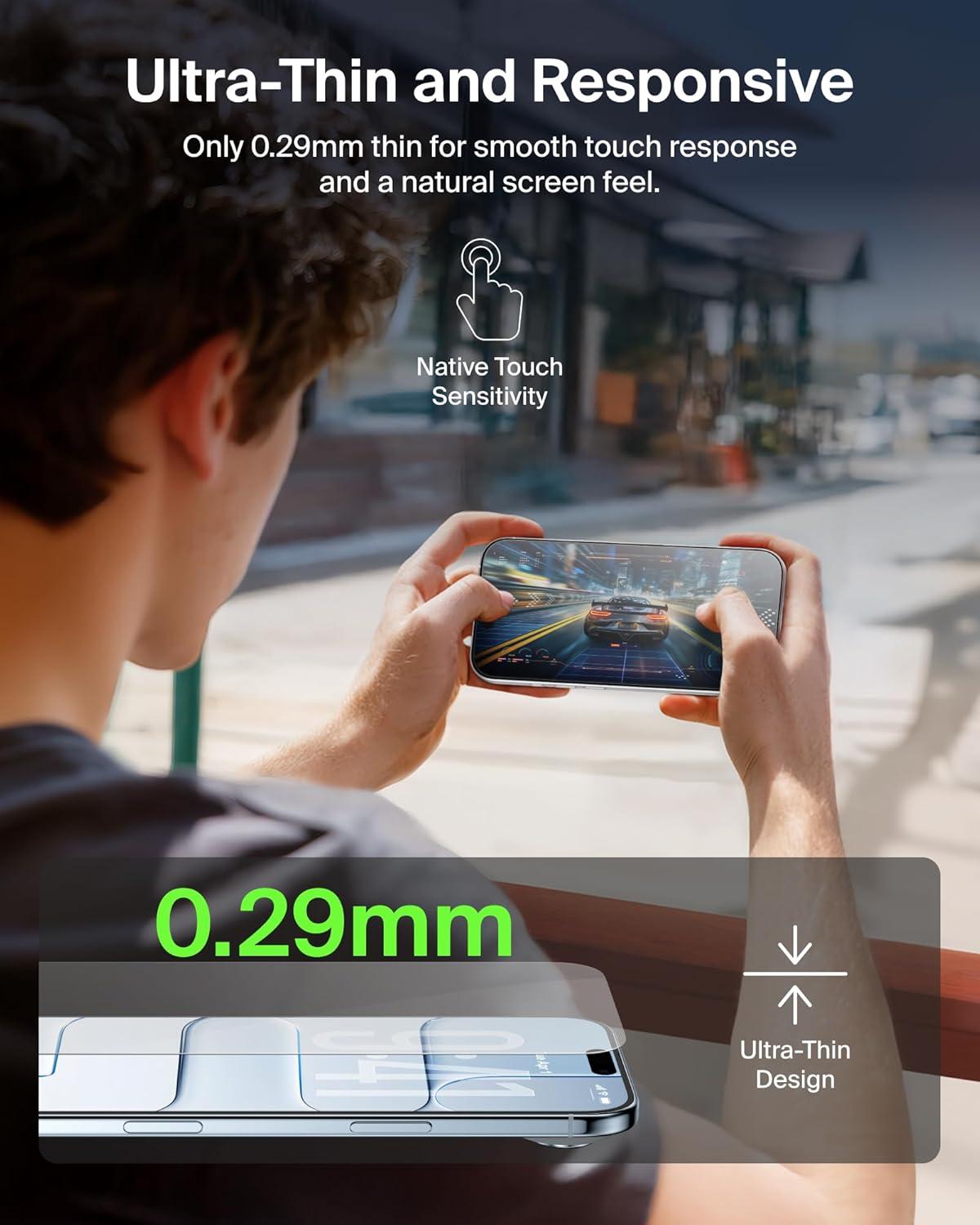 imageBelkin ScreenForce TemperedGlass Screen Protector for iPhone Air ScratchResistant Impact Protection wIncluded Easy Align Tray for Bubble Free Application Recycled GlassUltraGlass 2