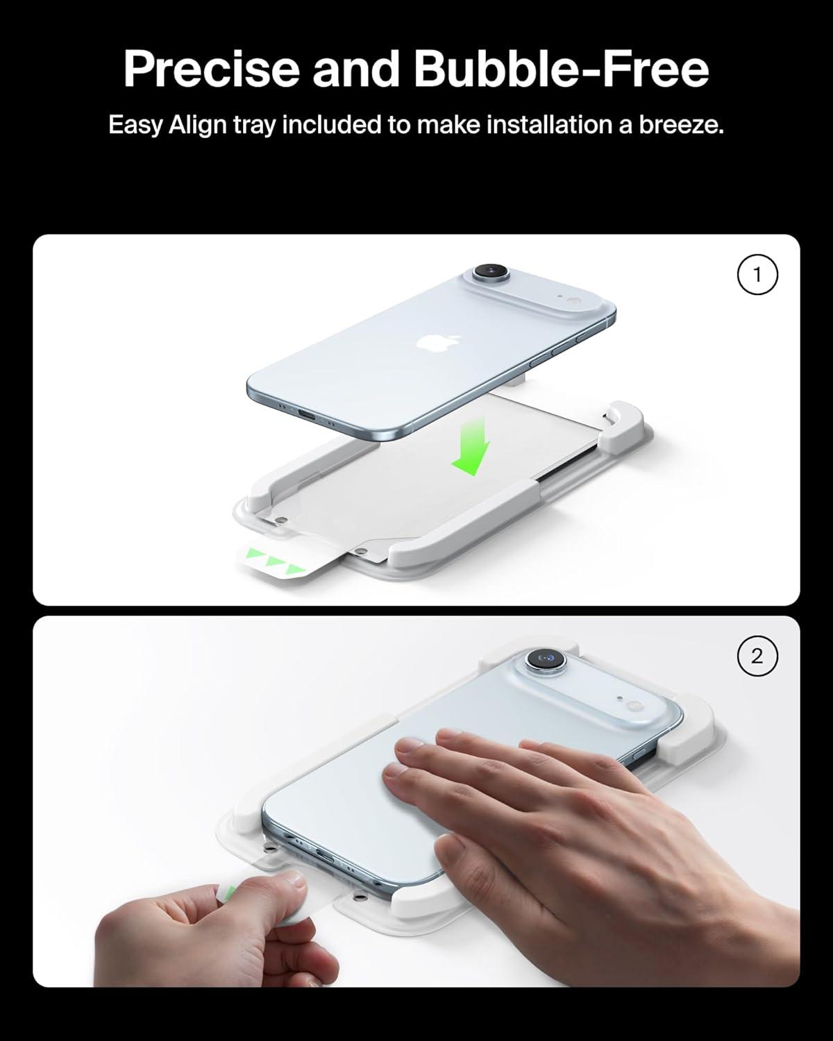 imageBelkin ScreenForce TemperedGlass Screen Protector for iPhone Air ScratchResistant Impact Protection wIncluded Easy Align Tray for Bubble Free Application Recycled GlassUltraGlass 2