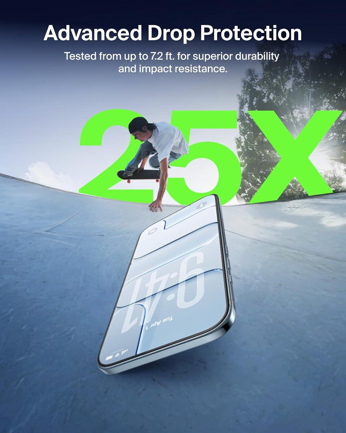 imageBelkin ScreenForce TemperedGlass Screen Protector for iPhone Air ScratchResistant Impact Protection wIncluded Easy Align Tray for Bubble Free Application Recycled GlassUltraGlass 2