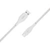 Belkin DuraTek Plus USB C to USB Cable – USB-A Cable W/Leather Strap – Ultra-Strong Charging Cable W/Flexible Insulation – Compatible W/iPads, Samsung Galaxy, Google Pixel & More – 4ft (White)(White)