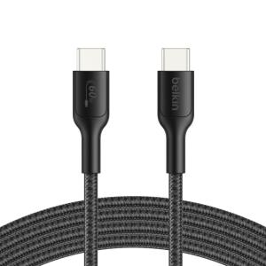 Belkin Gaming USB-C to USB-C Cable 60W (6.6ft), Braided Type C Charger for Nintendo Switch 2, iPhone 16, iPhone 15, iPad, MacBook Air, Chromebook, Samsung Galaxy S25 Ultra etc. Fast Charge for – Black